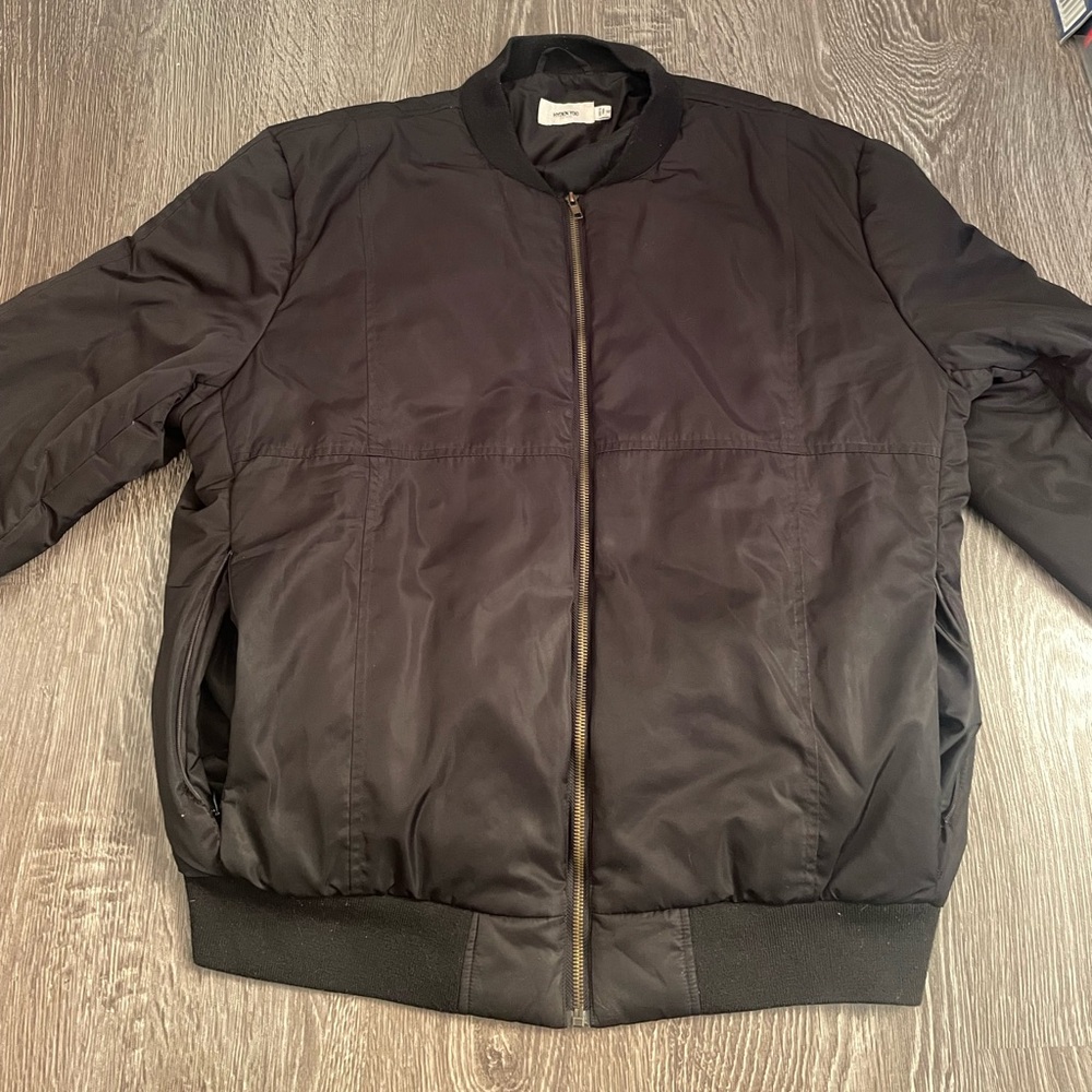 New York & Company Black Bomber Jacket with Ribbed Details